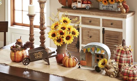 Fall Decorations | At Home Fall Decor Entryway Table, Fall Decor Entryway, Decor Entryway Table, Wood Garland, Ty Pennington, Walnut Recipes, Glowforge Ideas, At Home Decor, Orange Knit