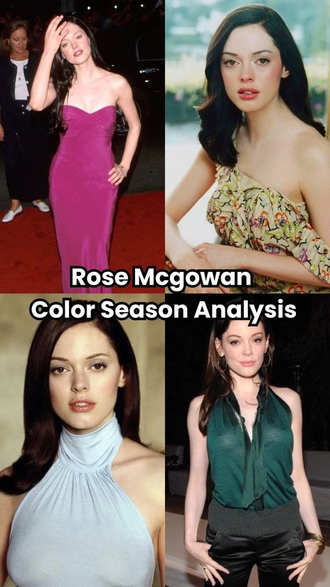 Curious about Rose McGowan color season? Discover why she's a Bright Spring and how online analysis outshines in-person methods for accuracy. Bright Spring Color Analysis, Bright Spring Celebrities, Spring Color Analysis, Season Analysis, Body Shape Guide, Dark Golden Blonde, Spring Skin, Colour Psychology, About Rose