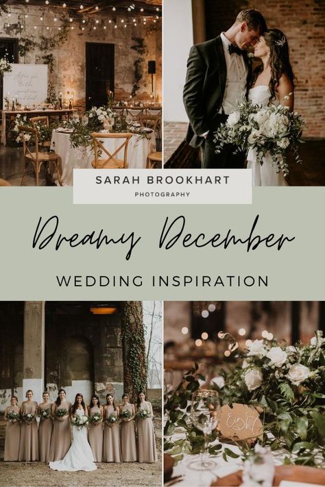 Dreamy December wedding inspiration from Kate December 1st Wedding, Intimate December Wedding, Non Christmas Winter Wedding, Taupe Winter Wedding, Home Winter Wedding, Evergreen Theme Wedding, December Boho Wedding, Classy December Wedding, Florida Winter Wedding Colors