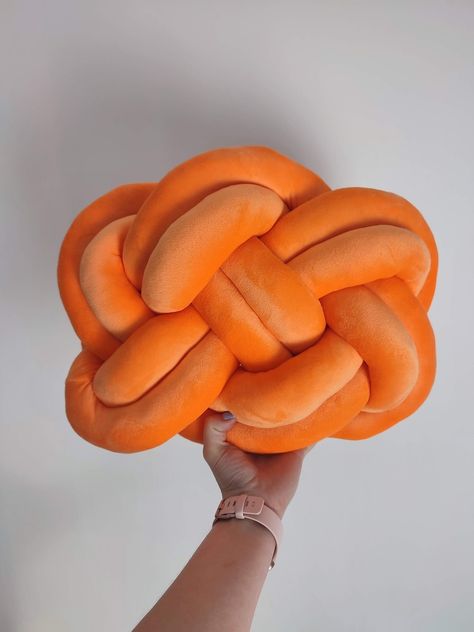 Knot Pillow, Pretzel pillow, Modern Knot Pillows, Orange Knot Pillow, Knot Cushion, Orange Flat Pillow, Decorative Cushion, Orange Knot Pretzel Pillow, Orange Room Decor, Knot Pillows, Orange Rooms, Knot Cushion, Orange Pillow, College Dorm Room Decor, Living Room Orange, Apartment Decoration