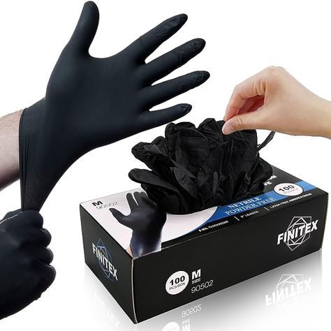 FINITEX Black Nitrile Disposable Medical Exam Gloves - Case of 1000 PCS 6mil Glove Powder-Free Latex-Free Gloves Latex Glove, Uv Gloves, Oil Pollution, Black Nitrile Gloves, Yellow Gloves, Silicone Gloves, Medical Glove, Nitrile Gloves, School Cafeteria