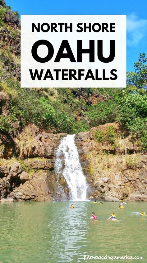 Oahu Waterfalls, Places To Visit In Hawaii, Kauai Things To Do, Waterfall Swimming, Oahu Things To Do, Hawaii North Shore, Hawaii Vacation Oahu, Waimea Falls, Hawaii Waterfalls