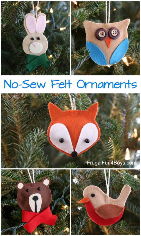 Woodland Animal Christmas, Animal Christmas Ornaments, Felt Woodland, Sew Felt, Sewn Christmas Ornaments, Diy Felt Christmas Ornaments, Baby Mobil, Felt Christmas Decorations, Animal Christmas