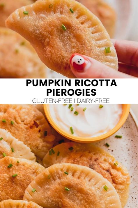 Gluten Free Dairy Free Thanksgiving Food, Gluten And Dairy Free Thanksgiving, Gluten Free Pierogi, Gluten Free Pierogies, Sour Cream Alternative, Current Recipes, Pumpkin Ricotta, Dairy Free Thanksgiving, Unbound Wellness