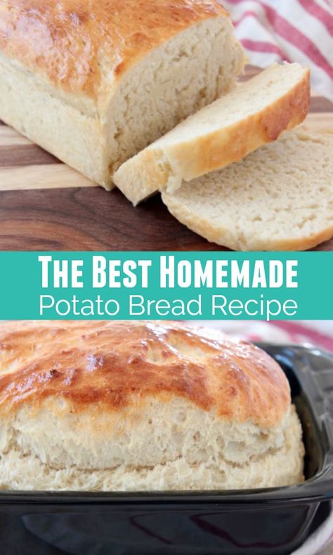 There's nothing quite like the smell and taste of homemade bread! And this Potato Bread recipe is one of the best homemade bread recipes out there! It makes terrific toast, scrumptious sandwiches & is perfect for serving with soup! Creamy mashed potatoes are added to the dough for a bread that's both thick and hearty, while still remaining light and fluffy inside. Serve the potato bread with Roasted Tomato Soup or Sweet Potato Soup for a winning meal! Potato Sandwich Bread, Mashed Potato Bread Recipe, Homemade Potato Bread Recipes, Uses For Instant Mashed Potatoes, Instant Potato Bread Recipe, Potato Starch Bread Recipe, Easy Potato Bread Recipe, How To Make Potato Bread, Bread Machine Potato Bread