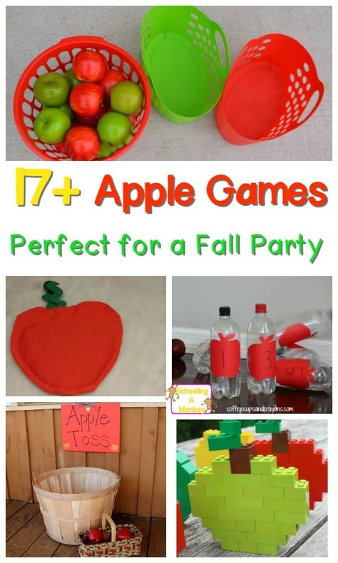 Apple Theme Games, Family Fun Night Ideas, Apple Theme Parties, Fall Party Snacks, Apple Games, Fall Party Games, Apple Birthday, Apple Festival, Fall Family Fun