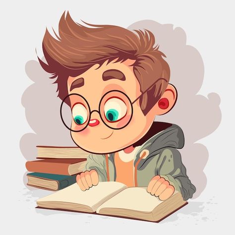 Reading Aesthetic Cartoon, Cartoon Studying, Reading Doodles, Studying Cartoon, Cartoon Reading Book, Study Cartoon, Reading Book Cartoon, Evs Project, Read Illustration