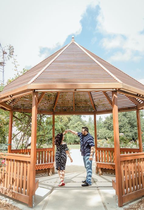 Engagement Photos Gazebo, Gazebo Engagement Pictures, Fullerton Arboretum, San Clemente Wedding, Couples Shoot, Couple Session, Beach Elopement, Capture Photo, Romantic Photos