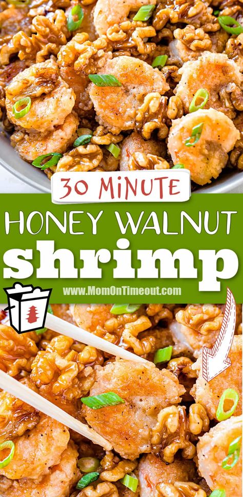 Easy Honey Walnut Shrimp, Walnut Shrimp Recipe, Honey Shrimp, Cashew Chicken Recipe, Creamy Honey, Mom On Timeout, Walnut Shrimp, Crispy Shrimp, Better Than Takeout