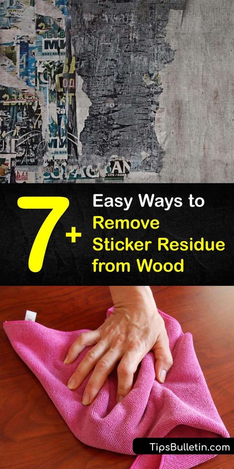 Start by treating old sticker residue with a hair dryer and a damp cloth soaked in hot water. Test adhesive removers like Goo Gone or vinegar to break down sticky residue on an inconspicuous area before using a scraper like a credit card. #remove #sticker #residue #wood Removing Contact Paper, Remove Tape Residue, Get Stickers Off, Remove Sticky Labels, Remove Sticker Residue, Remove Sticky Residue, Baby Tooth Decay, Goo Gone, How To Remove Glue