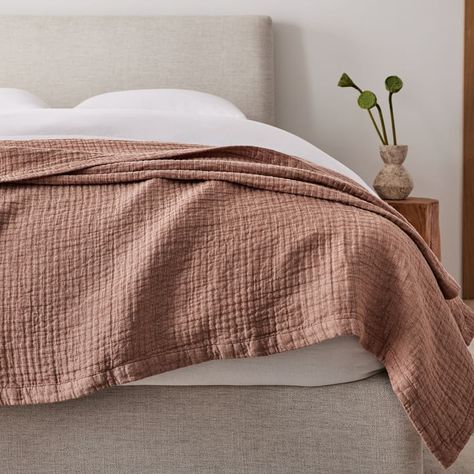 Cozy Linen Bedding, Terracotta Throw Blanket, Heidi Callier, Linen Bedding Styling, Modern Throw Blanket, Rose Bedroom, Linen Blanket, Bedroom Oasis, Future Room