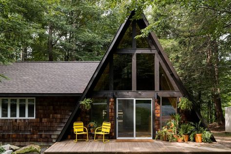 A-Frame House Plans | Everything You Need to Know | Field Mag Electric Baseboard Heaters, Weekend With Friends, A Frame Cabins, Baseboard Heater, Upstairs Loft, A Frame House Plans, Frame Cabin, Getaway Cabins, Casa Container