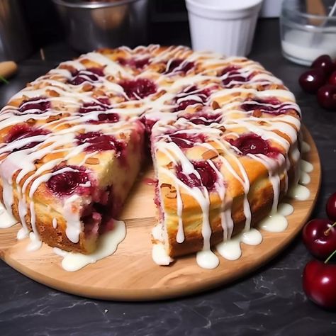 Cherry Cheese Coffee Cake Cherry Cream Cheese Dessert, Sour Cream Blueberry Coffee Cake, Cherry Coffee Cake, Coffee Pie, Cheese Coffee Cake, Bread Biscuits, Blueberry Coffee Cake, Blueberry Coffee, Breakfast Goodies