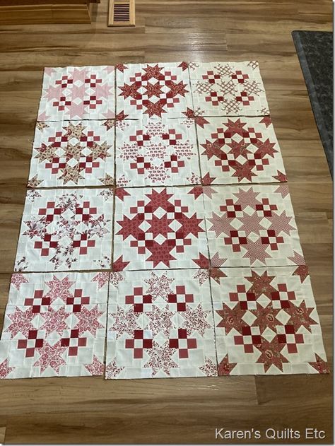 Rose Garden Quilt, Rose Garden Quilt Block Pattern, French General Quilts, Charm Square Quilt, Pineapple Quilt, Rose Quilt, Two Color Quilts, Red And White Quilts, Red Quilts