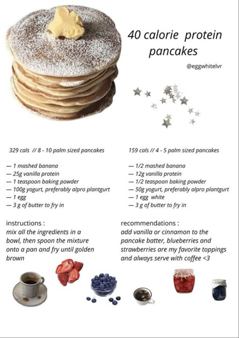 Low Calorie Pancakes, Food Calories List, Pancake Calories, Low Cal Recipes, Makanan Diet, Healthy Food Motivation, Healthy Lifestyle Food, Think Food, Protein Pancakes