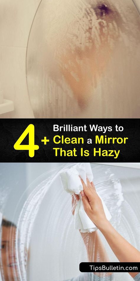 Discover how to clean a cloudy mirror and restore its sparkling appearance. A bathroom mirror accumulates soap scum and hard water stains, and it’s easy to clean with white vinegar, rubbing alcohol, shaving cream, or a glass cleaner. #howto #clean #hazy #mirror Mirrored Cabinet Bathroom, Mirror Design Bathroom, Mirror With Shelf Bathroom, Mirror Frame Bathroom, Mirror Cleaning, Stained Mirror, Mirror Hack, Bathroom Mirror With Shelf, Bathroom Mirror Design