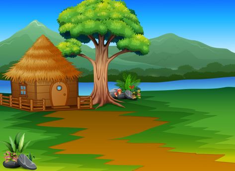 Cartoon woods cabin by the river with mo... | Premium Vector #Freepik #vector #background #flowers #water #house Cartoons Background Wallpapers, Cartoon Background Photo, Cartoon Background Wallpapers, Cartoon Background House, Cartoon Art Background, Free Cartoon Background, Cartoons Background, Cartoon Background Images, Cabin By The River