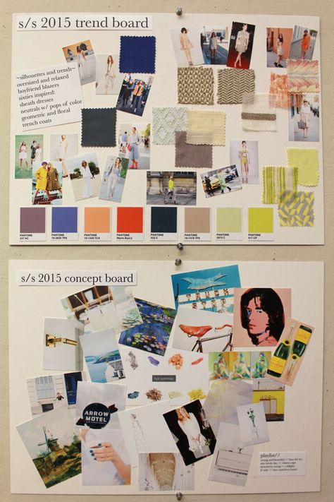 S/S 2015 Trend and Concept Boards on SCAD Portfolios Craft Portfolio Ideas, Look Board Fashion Portfolio, Trendboards Fashion, Trend Research Board, Fashion Designer Board, Fashion Scrapbook Aesthetic, Concept Board Fashion Portfolio, Mood Board Poster, Mood Board Fashion Portfolio