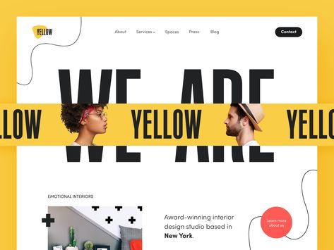 Yellow Interior Website by Halo Web Interior Website Design, Yellow Website, Interior Website, Ui Patterns, Yellow Interior, Swiss Design, Yellow Pages, Design Jobs, Website Inspiration