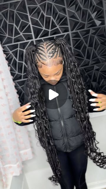 dejaabraidss💇🏾‍♀️ on Instagram: "2 feed in ponytail 😍😍(she had moving scalp it was hard to make it straight) but it’s still cute 😊" Straight Up With Curls Braids, Hairstyles For Back To School Braids, 2 Braided Ponytail Hairstyles, Two Braids Ponytail, 2 Ponytail Braids, Two Feed In Braids With Weave, Braided Ponytail Hairstyles Feed In, Teen Braid Styles, 2 Ponytails Braided