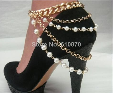 NEW Women's Ankle Chain Bracelet Multi Pearl Chains High Heel Shoe Anklet Body Jewelry Chunky CHAIN Accessory US $5.99