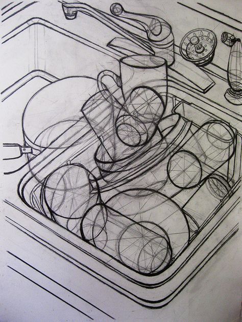 Sink Drawing | Flickr - Photo Sharing!                                                                                                                                                                                 More Sink Drawing, Architecture Drawing Sketchbooks, Perspective Drawing Lessons, Observational Drawing, Object Drawing, Perspective Art, Still Life Drawing, Pencil Art Drawings, Art Practice