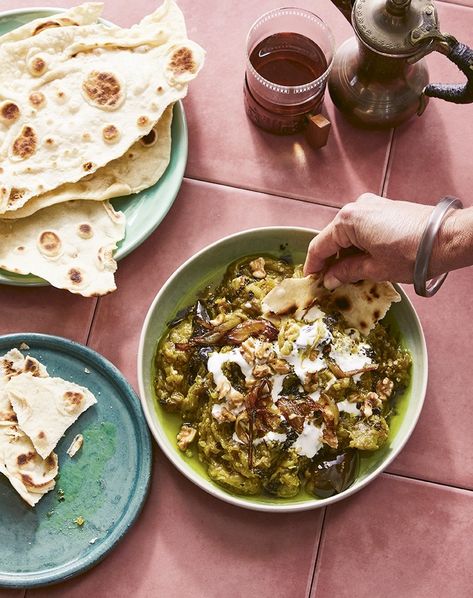 Aubergine with kashk (kashk e bademjan) | Food and Travel Magazine Turmeric And Pepper, Ground Turmeric, Travel Magazine, Food And Travel, Freshly Ground, Wine Drinks, In The Flesh, Serving Plates, Chef