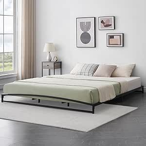 IDEALHOUSE King Bed Frame Low Profile, 6 Inches Black Metal King Size Platform Bed Frame, Mattress Foundation, No Box Spring Needed Bed Frame Low, Single Metal Bed Frame, Full Metal Bed Frame, Platform Bed Frame Full, King Size Platform Bed, Black Bed Frame, Full Size Bed Frame, Single Bed Frame, Full Bed Frame