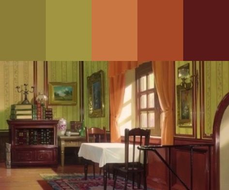 Howls Moving Castle Bedroom Ideas, Howls Moving Castle Colour Palette, Howls Moving Castle Interior, Howls Moving Castle Color Pallete, Howls Moving Castle Room Decor, Howl's Moving Castle Scenes, Architect Girl, Howls Moving Castle Nails, Whimsigoth Room