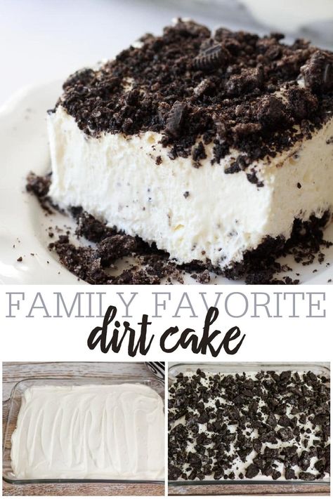 Deliciously addicting Oreo Dirt Cake preps in minutes for a cool, creamy, family favorite treat perfect for Oreo lovers. #dirtcake #dirtcakerecipe #cake #dessert #oreo #summerdessert Dirt Cake Birthday, Dirt Cake No Cream Cheese, Oreo Cake Recipe Homemade Easy, Dirt Cake Recipe Easy, Oreo Dirt Pudding Cake, Dirt Pudding Recipe, Easy Dirt Pudding Recipe, Dirt Cake Recipe, Oreo Pudding Dessert Dirt Cake