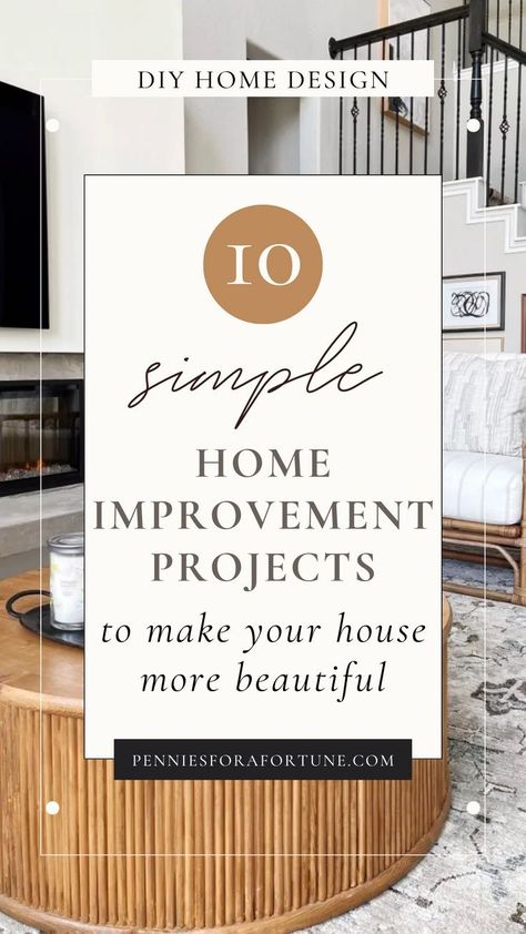 Think about it: a custom home improvement project could be just the thing to spark your creativity and make your home more beautiful and functional! House improvement projects don't need to be complicated or expensive! From backyard makeovers to playroom remodels and furniture renovation, I'm sharing 10 simple DIY home project ideas to consider! If you need some inspiration and guidance on getting started (and wonder which tools you need for easy home renovation projects!), then keep reading! Weekend Diy Home Projects, Weekend Home Projects, Easy Home Renovations, Home Depot Projects, Diy Furniture Makeover Ideas, House Improvement, Easy Home Improvement Projects, Patio Flooring, Diy Furniture Renovation