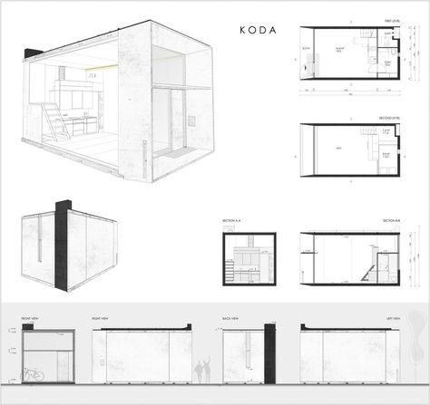 KODA by Kodasema (15) Eco Homes, World Architecture Festival, Compact House, Solar Power House, Micro House, Prefabricated Houses, Architectural Drawing, Tiny House Plans, Modular Homes