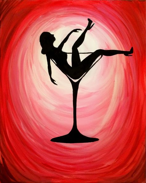 Woman In Martini Glass Drawing, Wine Glass Painting Canvas, Paint N Sip Ideas, Martini Glass Painting, Glass Painting Acrylic, Rare Aesthetics, Recital Poster, Paint N Sip, Bar Quotes