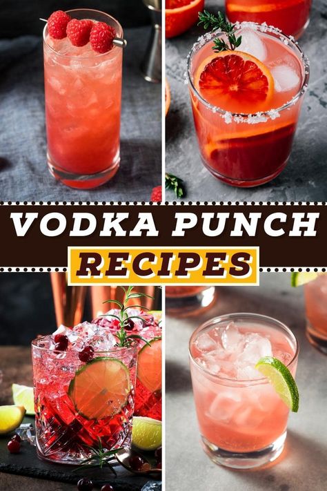 Punch Made With Vodka, Vodka And Rum Punch, Spiked Punch Recipes With Vodka, Alcohol Punches For A Party, Cheap Alcoholic Punch For A Party, Red Alcoholic Punch Party Drinks, Punch Recipes With Alcohol Vodka, Vodka Mixed Drinks Easy, Vodka Party Punch Recipes