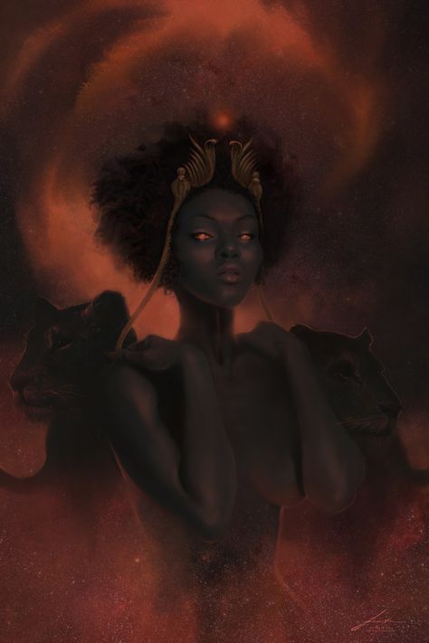 Mythology Paintings, Black Goddess, Egyptian Mythology, Egyptian Goddess, Black Artwork, Mythology Art, Goddess Art, Black Love Art, Black Art Pictures