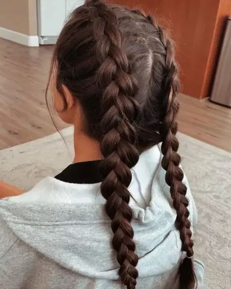 Curly Hairstyle Ideas, Curly Braided Hairstyles, Two Dutch Braids, Two Braid Hairstyles, Dutch Braid Hairstyles, Dutch Braids, Cute Curly Hairstyles, Pigtail Braids, Trendy Hairstyle