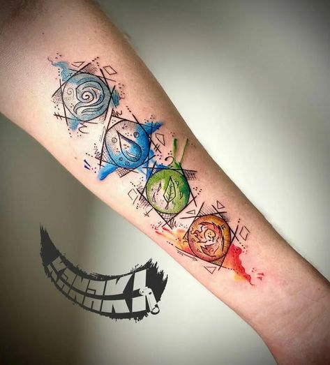 10 Best 4 Elements Tattoo Ideas That Will Blow Your Mind! - Outsons Elements Of Earth Tattoo, Tattoo Of The Elements, Air Inspired Tattoos, Elemental Symbols Tattoo, Tattoo Ideas Elements, 4 Element Tattoo Ideas, 4 Elements Tattoo Design, 5 Elements Tattoo Design, Elements Geometric Tattoo