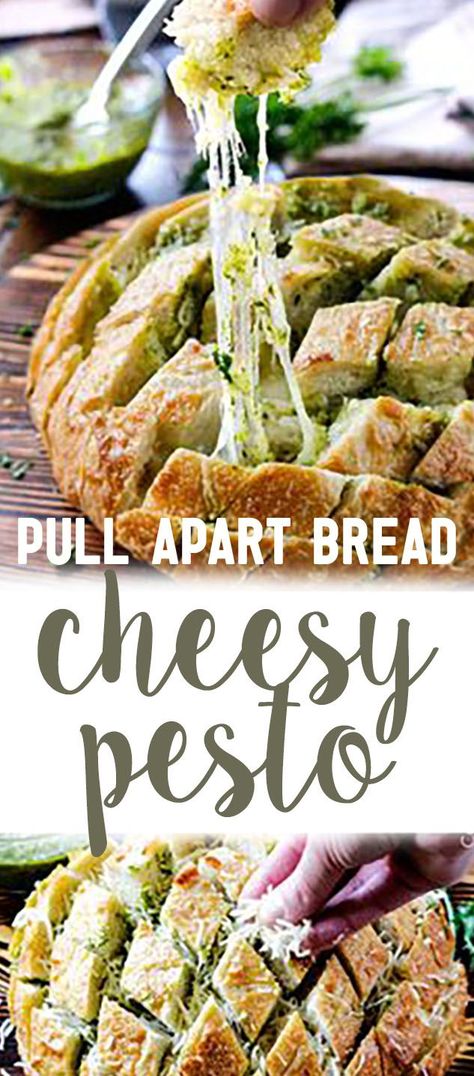 Pesto Appetizers, Party Bread, Cheesy Pull Apart Bread, Supper Tonight, Pesto Bread, Pesto Cheese, French Bread Recipe, Jimmy Johns, Make Ahead Appetizers