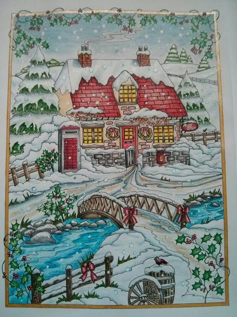 Creative Haven. Winter Wonderland #creativehaven #winterwonderland Winter Wonderland Drawing, Winter Journal Prompts, Christmas Journal Pages, Creative Haven Coloring Pages, Christmas Journal Ideas, December Journal, Town Drawing, Winter Journal, Journaling Challenge