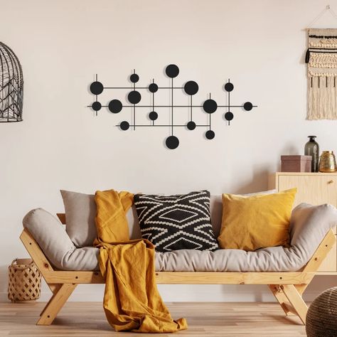 Modern Circles Wall Decor Geometric Metal Wall Art Unique - Etsy Brasil Minimalist Wall Design, Wall Decor Geometric, Modern Metal Wall Art, Wall Decor Abstract, Cute Diy Room Decor, Wall Art Unique, Diy Wall Art Decor, Wall Decor Metal, Metal Wall Hangings