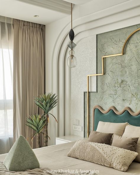 Gaurav Kharkar & Associates | A muted theme for this Master bedroom from our recently shot Penthouse Project “ The Meld House “ The soft, understated colors like muted… | Instagram Greens And Neutrals, Home Interior Accessories, Minimal Bedroom, Bedroom Interior Design Luxury, House Arch Design, Smart Home Design, Bed Back, Bedroom Decor Design, Bedroom Bed Design