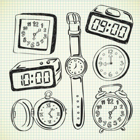 Clock Doodle, Time Travel Art, Doodle Google, Clock Drawings, Travel Doodles, Bujo Doodles, Doodle Bug, Arte Doodle, Theme Inspiration