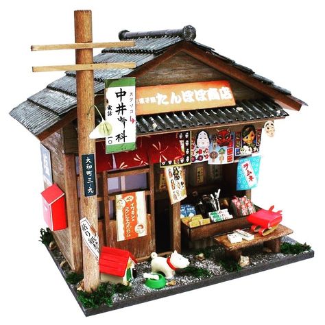 Japanese Dollhouse, Doll House Kit, Mini Diorama, Dessert Shop, Dollhouse Kits, Wooden Dollhouse, Up Book, Miniature Houses, Japanese Dolls