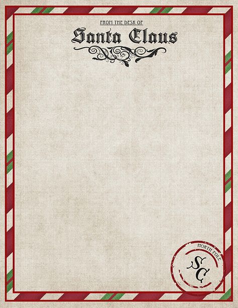 Free Printable Great for letters from Santa or December Daily Santa Stationary, Santa Letterhead, Stationary Letter, Free Letters From Santa, Christmas Stationary, Santa Letters, Santa Printable, Christmas Fonts Free, Stationary Printable