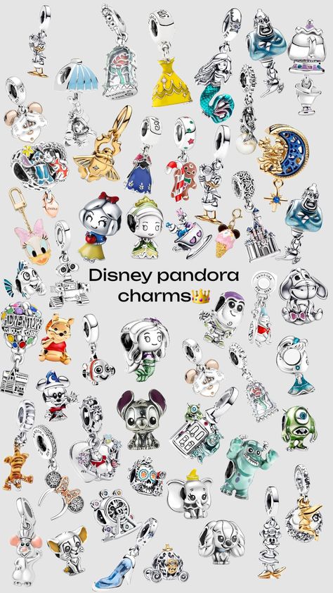 Disney Pandora, Pandora Bracelet Charms Ideas, Pandora Charms Disney, Pandora Bracelet Designs, Pandora Jewelry Charms, Disney Charms, Charms Pandora, Disney Collage, Iphone Case Stickers