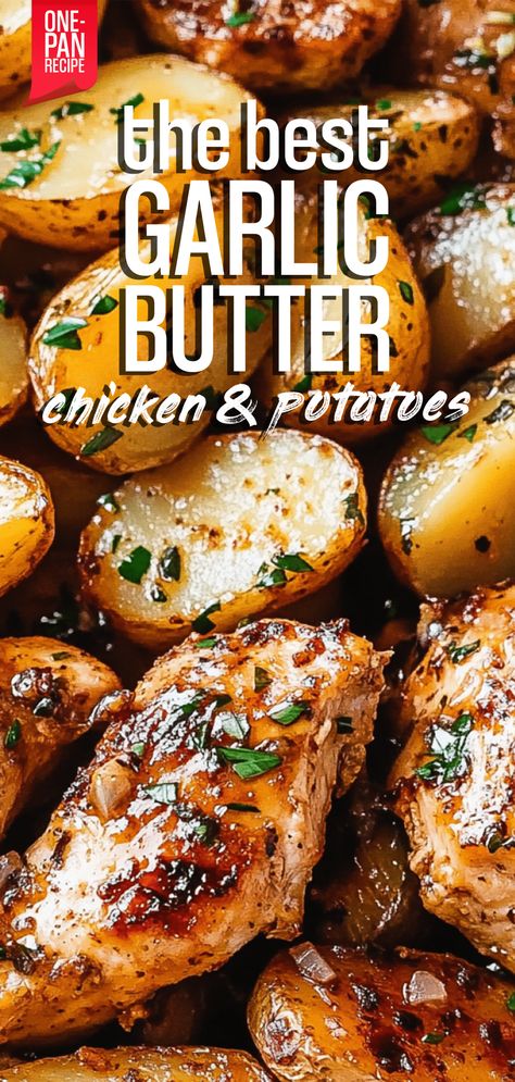 One-Pan Garlic Butter Chicken & Potatoes – Chasety One Pan Dinners Chicken Potatoes, Chicken And Potatoes Recipes Healthy, Healthy Chicken Potato Recipes, Chicken And Small Potatoes Recipes, Easy Chicken And Potato Recipes, Potatoes And Chicken Recipes, Chicken And Potatoes In Oven, Chicken Potatoes Recipes, Chicken Breast And Potatoes Recipes