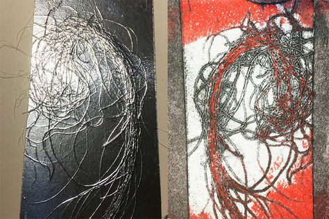 Printing Plates from Aluminium Tape - The Curious Printmaker Monoprint Art, Collagraph Printmaking, Collagraphy, Gelli Printing Art, Aluminum Foil Art, Alcohol Ink Crafts, Gelli Arts, Relief Printing, Kids Art Class