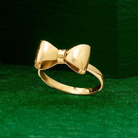 Ross-Simons Italian 14kt Yellow Gold Bow Ring Bow Ring, Fabulous Jewelry, Bow Design, Pretty Rings, Size 10 Rings, Contemporary Jewelry, Cute Bows, Free Jewelry, Cute Jewelry