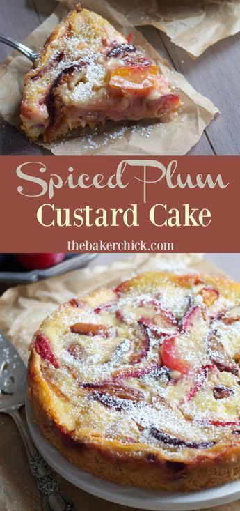 Dessert Plum Recipes, Spiced Plum Custard Cake, Recipes With Plums Desserts, What Can You Make With Plums, Desserts With Plums, Baking With Plums, Dessert With Plums, Plum Recipes Dessert, Recipes With Plums