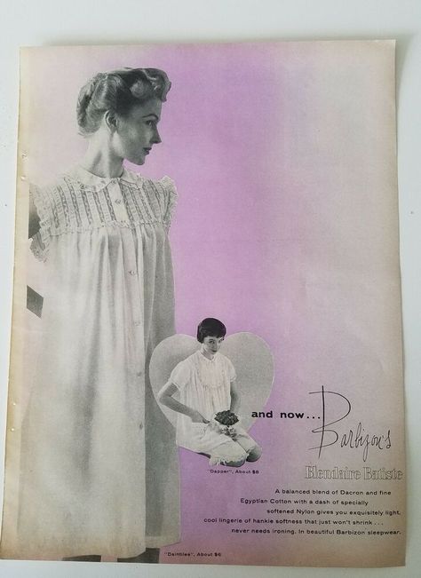 For sale by Mirluck Vintage Magazine advertisement measuring approximately 8.5 by 11 inches Lingerie Closet, 1950s Lingerie, Fashion 50s, Lingerie Vintage, Magazine Advertisement, Womens Pajama Shorts, Vintage Lifestyle, Adored Vintage, Vintage Nightgown